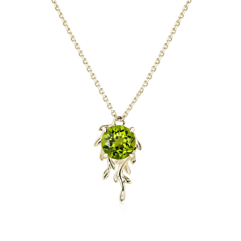 Round Cut Peridot Necklace - LUO Jewelry #metal_14k yellow gold