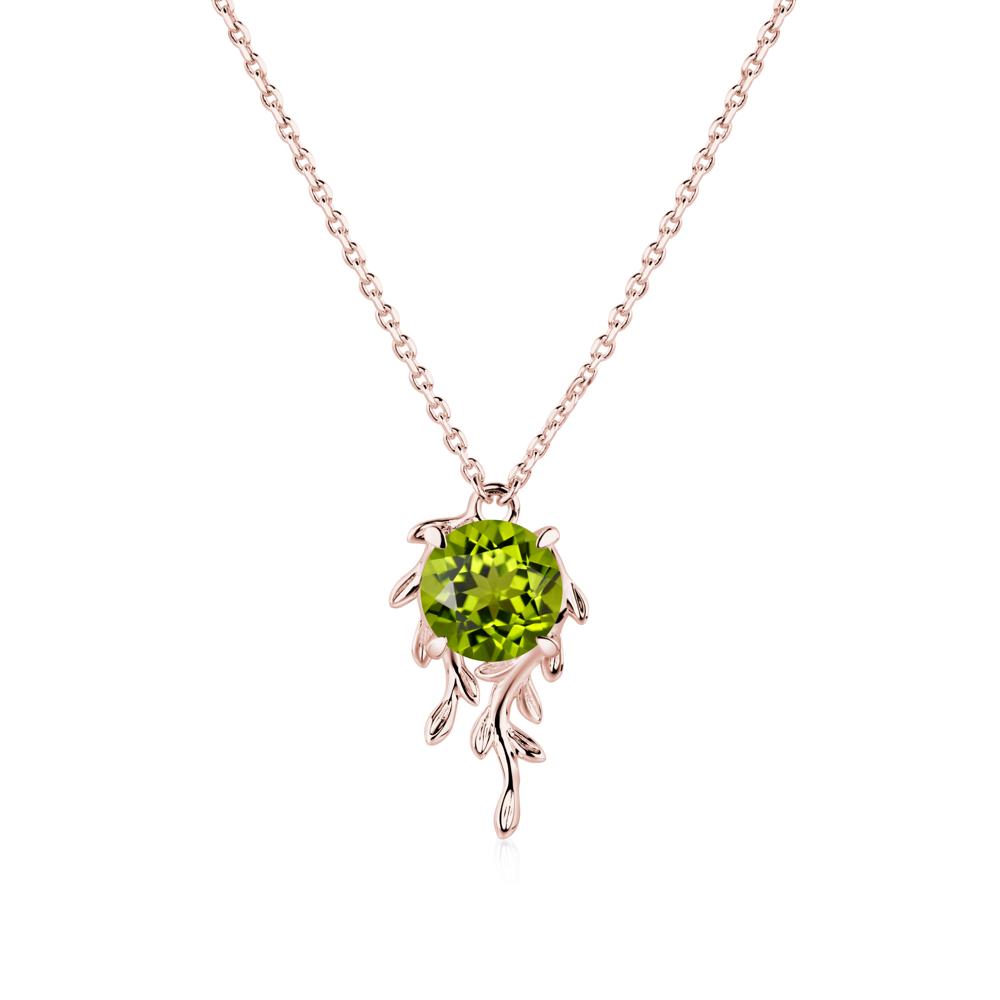 Round Cut Peridot Necklace - LUO Jewelry #metal_18k rose gold