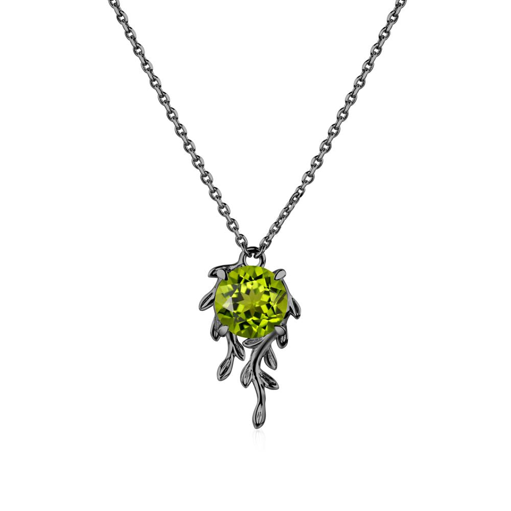 Round Cut Peridot Necklace - LUO Jewelry #metal_black finish sterling silver