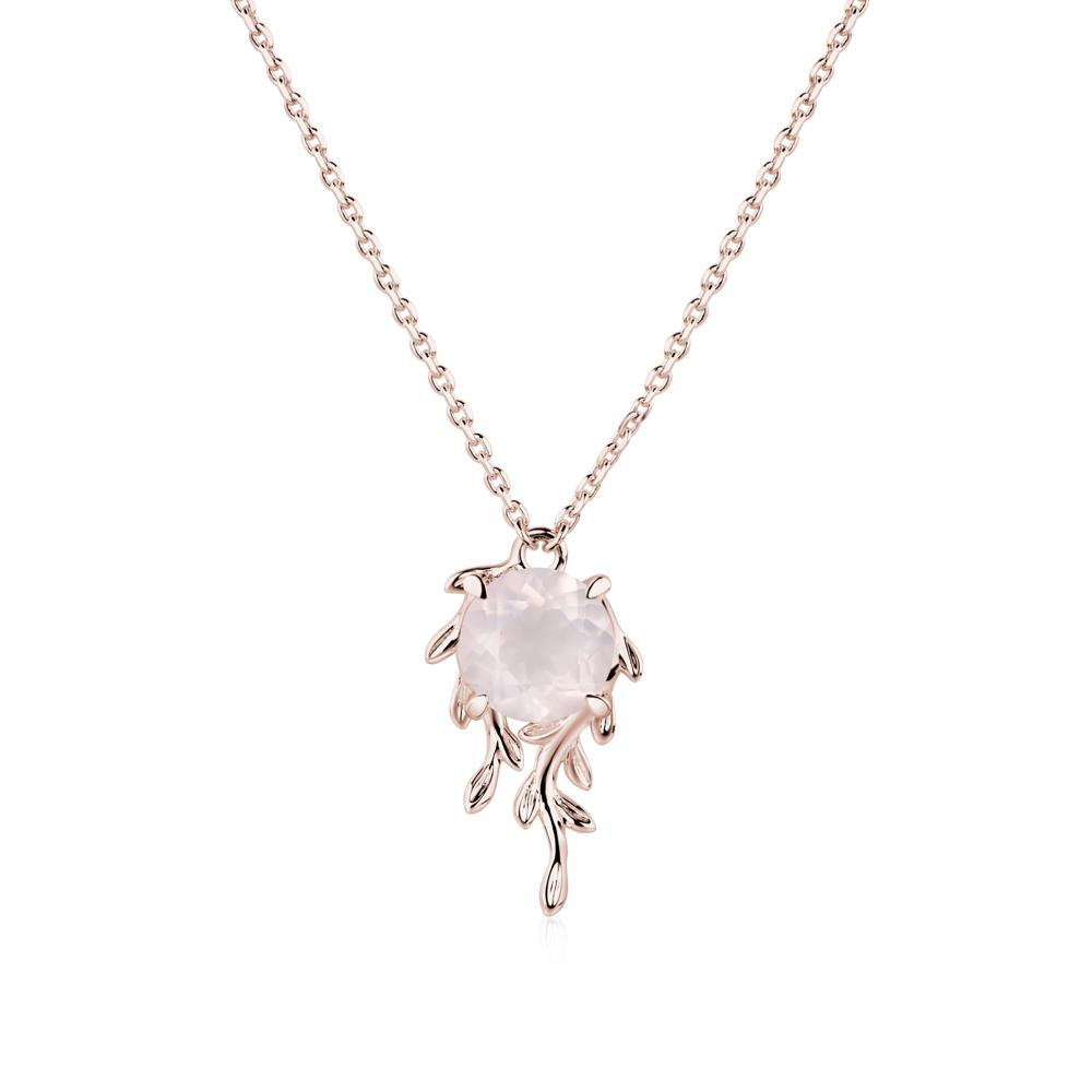 Round Cut Rose Quartz Necklace - LUO Jewelry #metal_14k rose gold