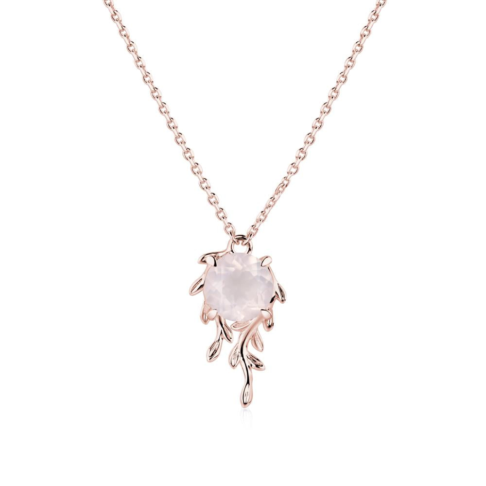 Round Cut Rose Quartz Necklace - LUO Jewelry #metal_18k rose gold