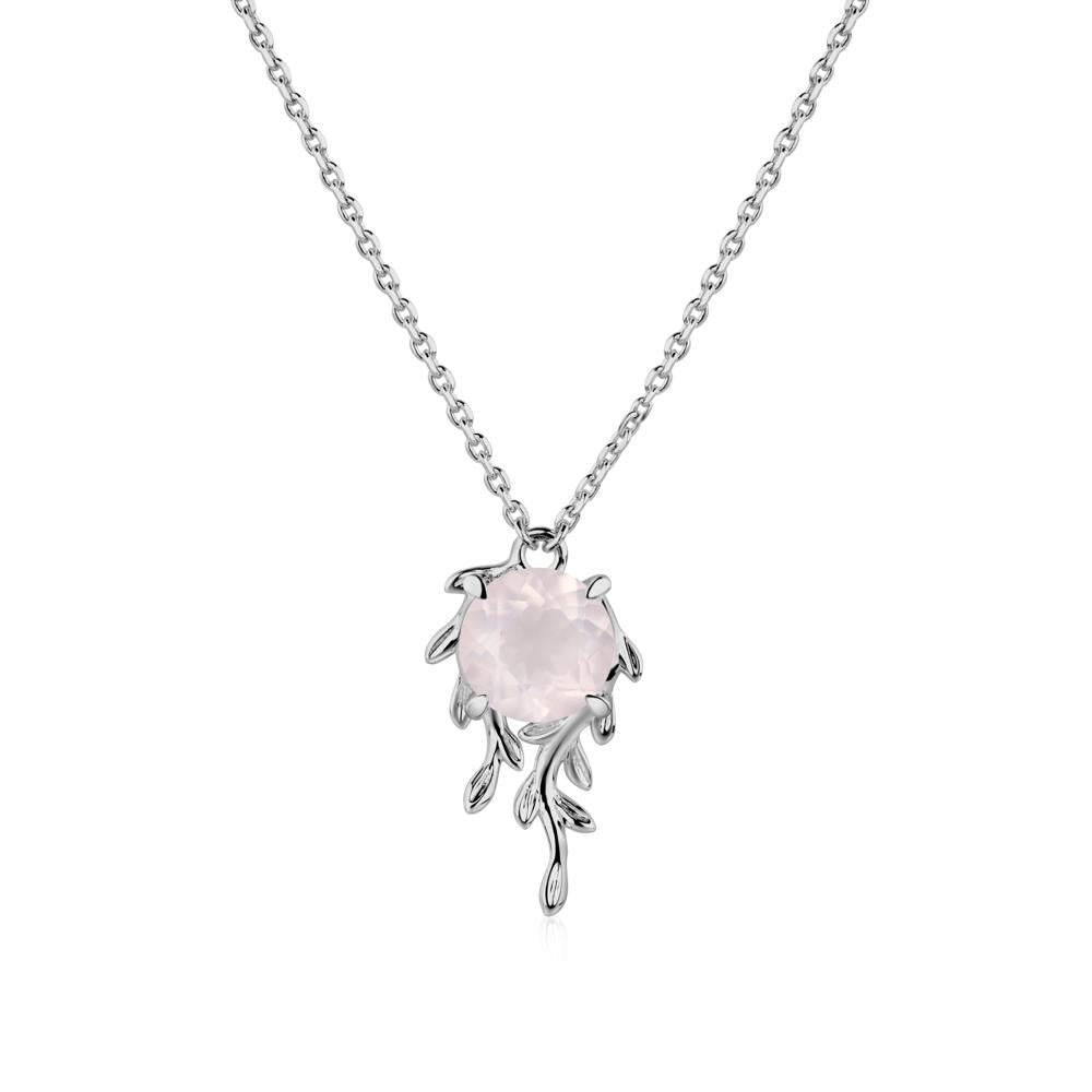 Round Cut Rose Quartz Necklace - LUO Jewelry #metal_platinum