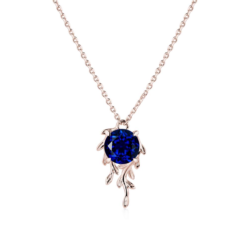 Round Cut Sapphire Necklace - LUO Jewelry #metal_14k rose gold