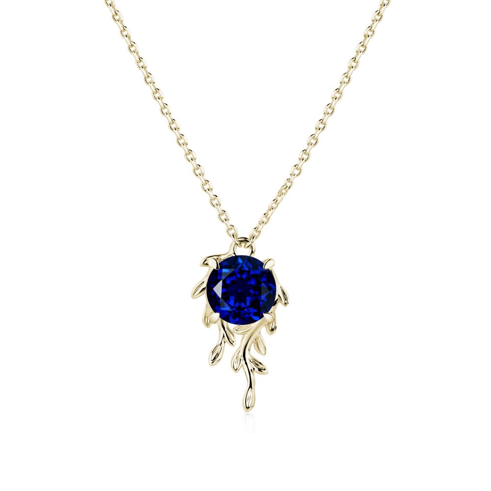 Round Cut Sapphire Necklace - LUO Jewelry #metal_14k yellow gold