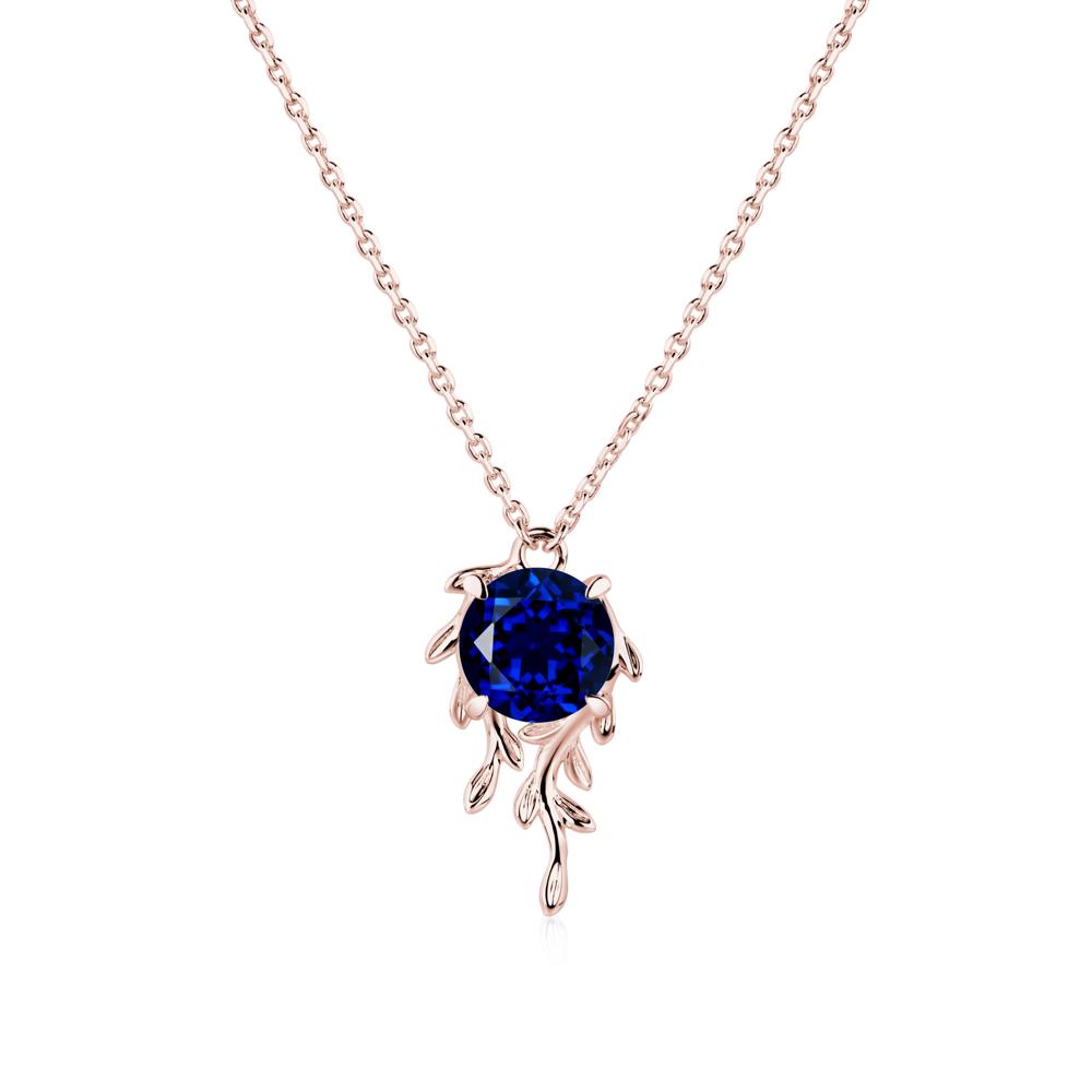 Round Cut Sapphire Necklace - LUO Jewelry #metal_18k rose gold