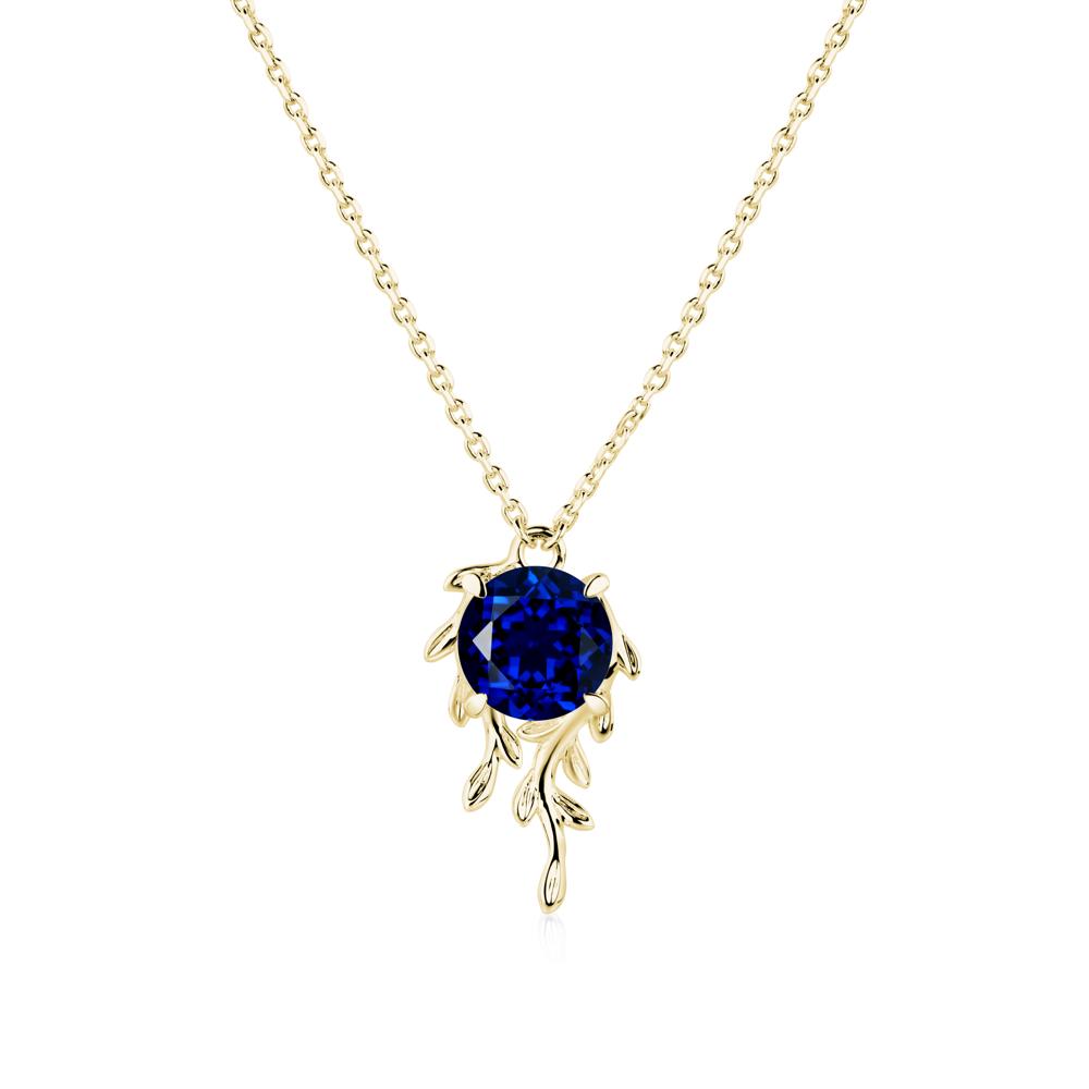 Round Cut Sapphire Necklace - LUO Jewelry #metal_18k yellow gold