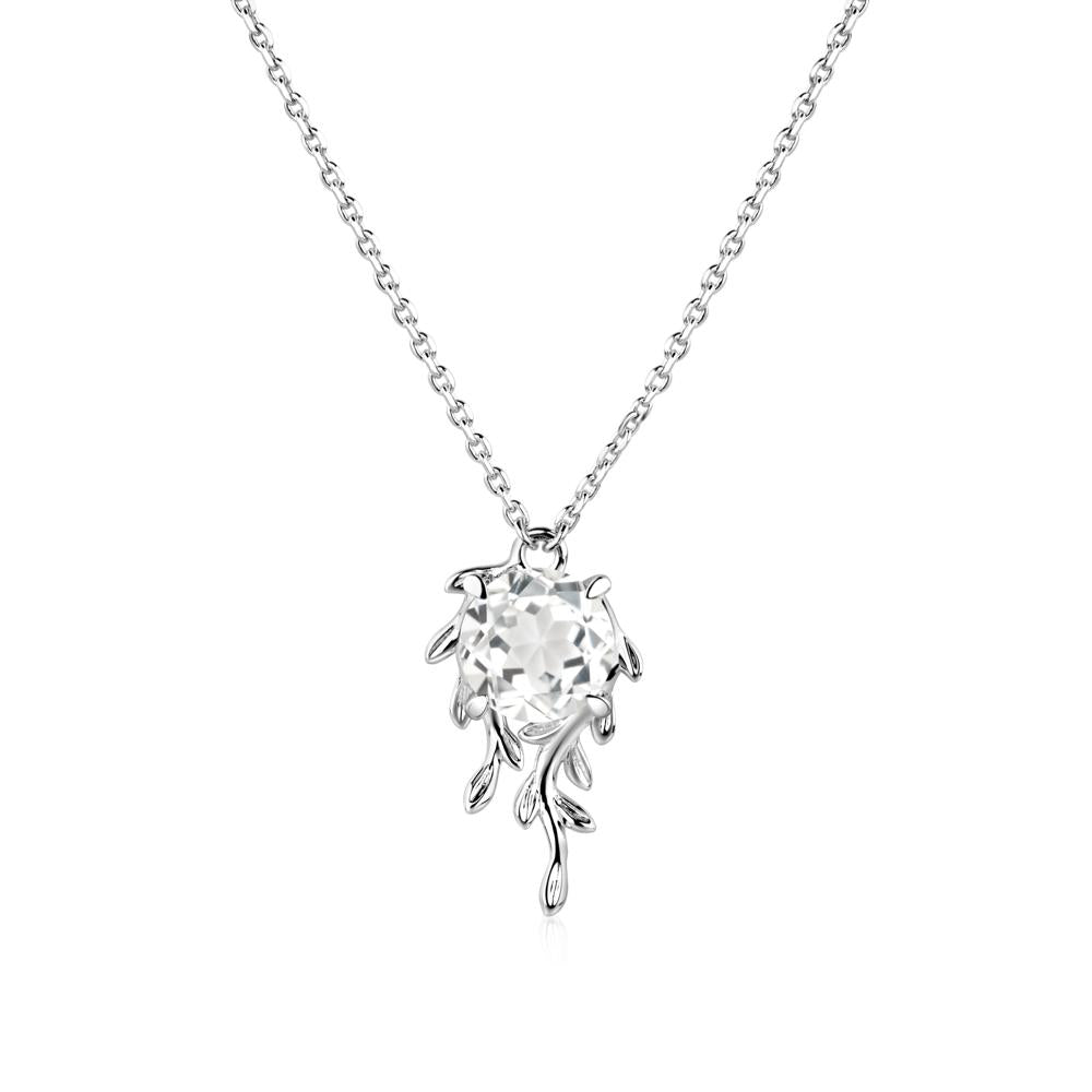 Round Cut White Topaz Necklace - LUO Jewelry #metal_18k white gold