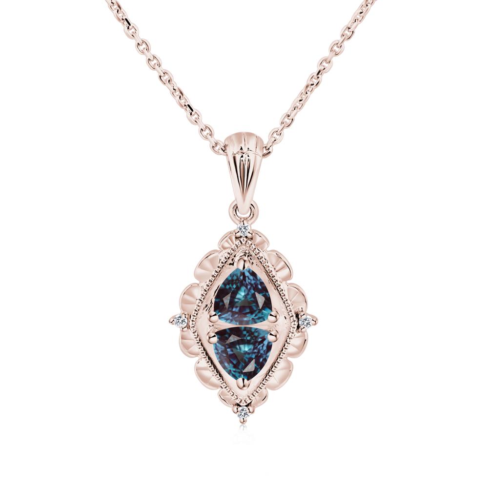 Alexandrite Two Stone Necklace - LUO Jewelry #metal_14k rose gold