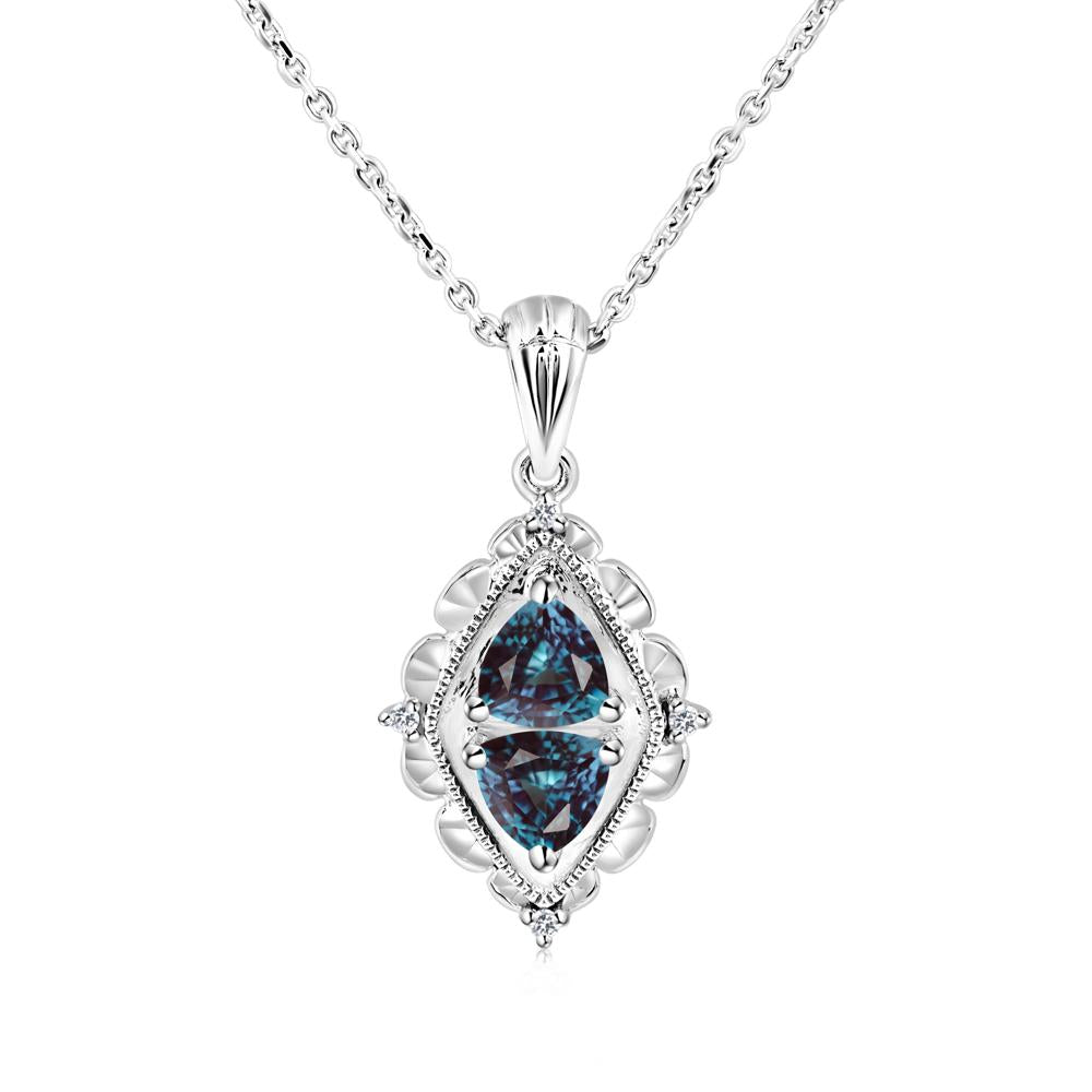 Alexandrite Two Stone Necklace - LUO Jewelry #metal_14k white gold