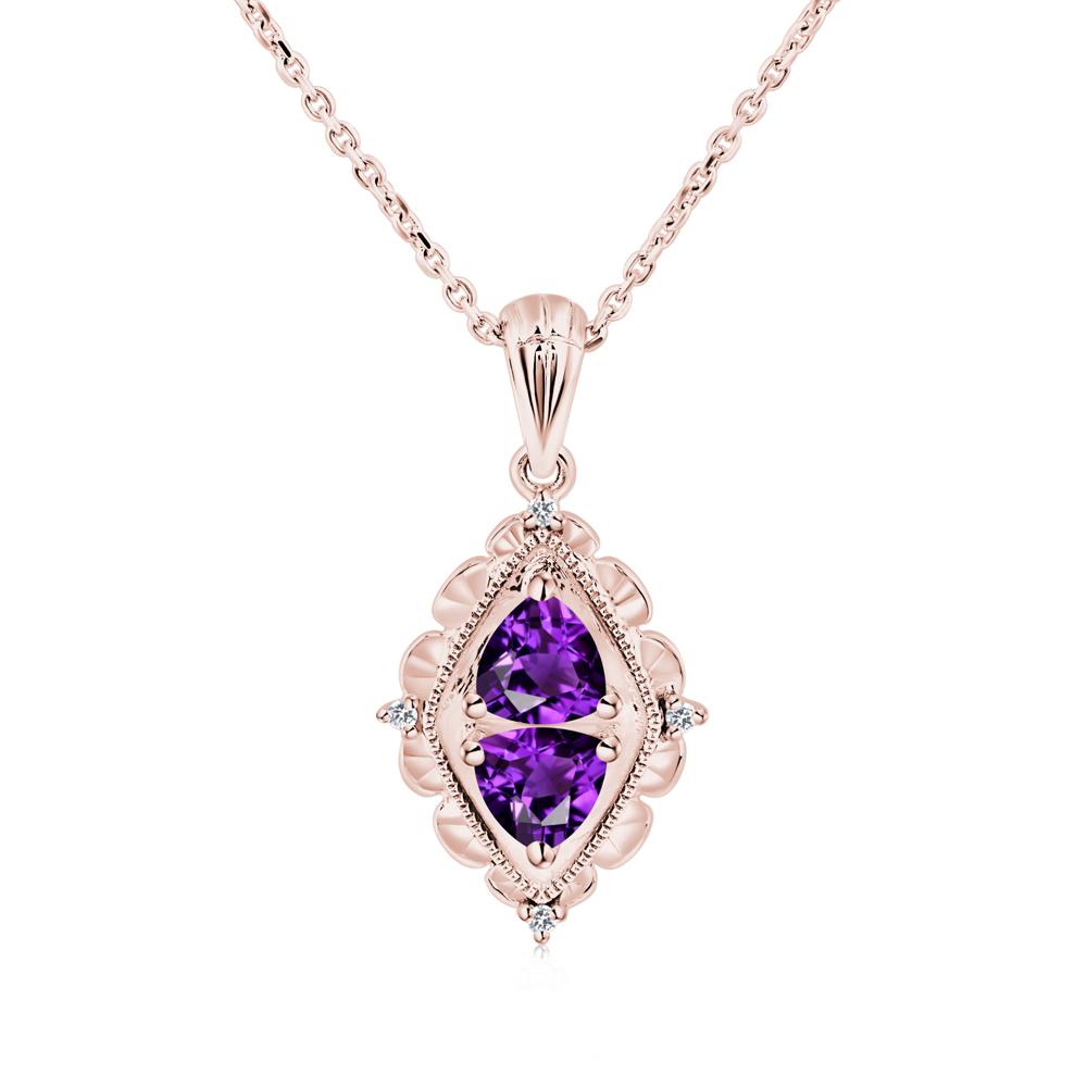 Amethyst Two Stone Necklace - LUO Jewelry #metal_18k rose gold