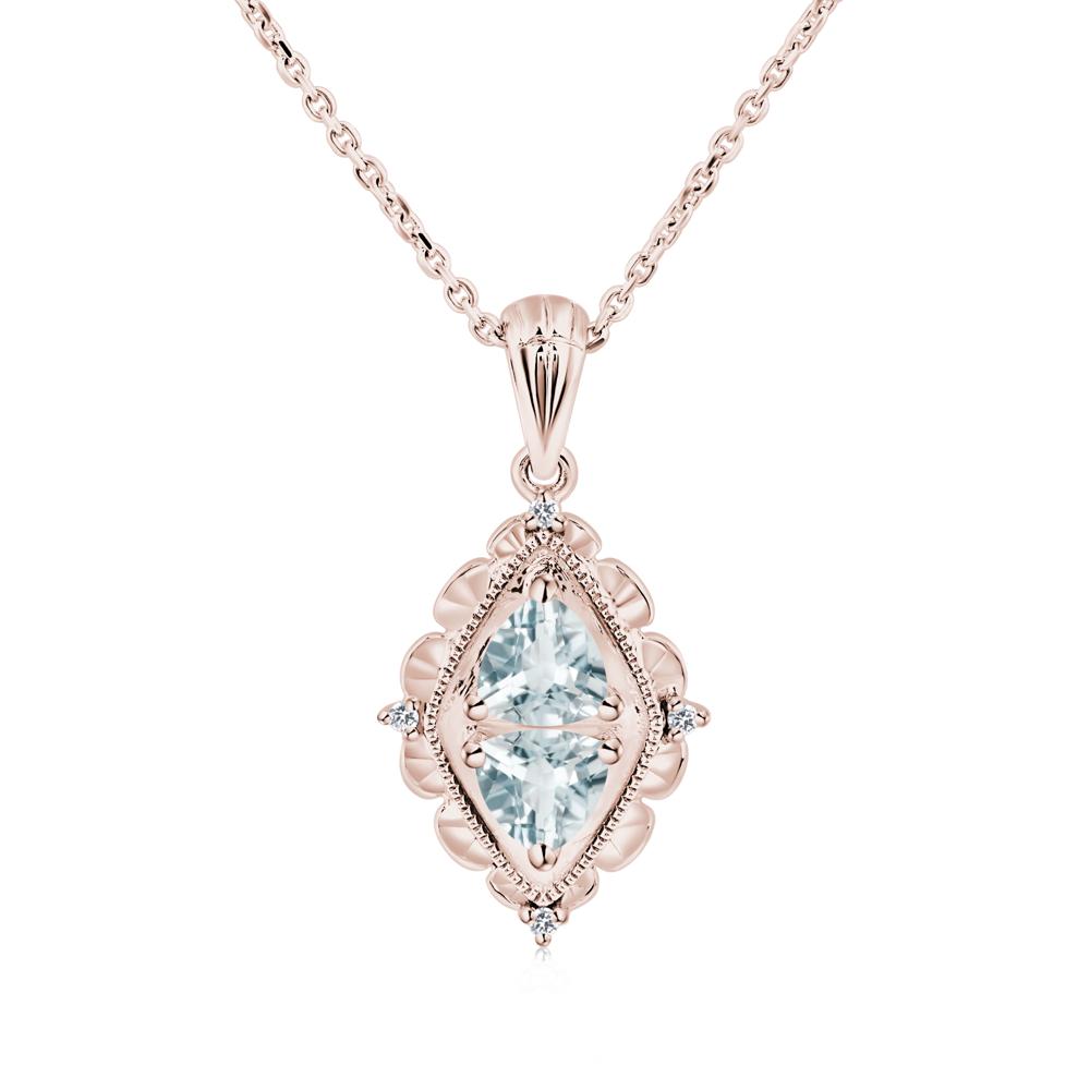 Aquamarine Milgrain Necklace - LUO Jewelry #metal_14k rose gold