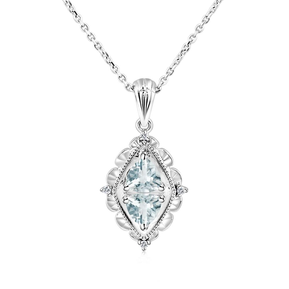 Aquamarine Milgrain Necklace - LUO Jewelry #metal_14k white gold