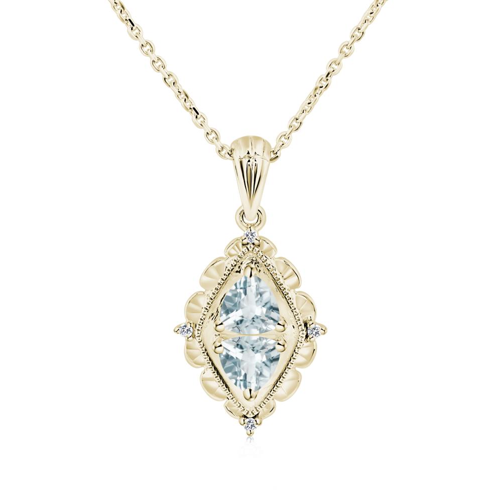 Aquamarine Milgrain Necklace - LUO Jewelry #metal_14k yellow gold