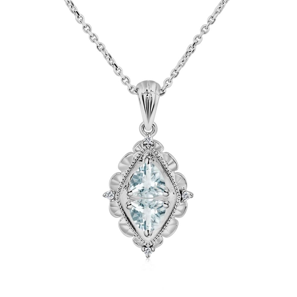 Aquamarine Milgrain Necklace - LUO Jewelry #metal_platinum