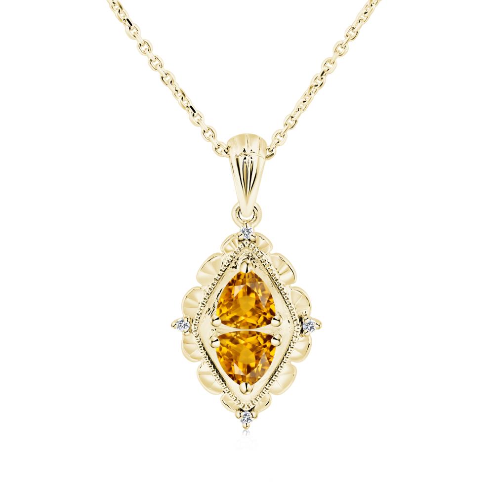 Vintage Two Stone Citrine Necklace - LUO Jewelry #metal_18k yellow gold