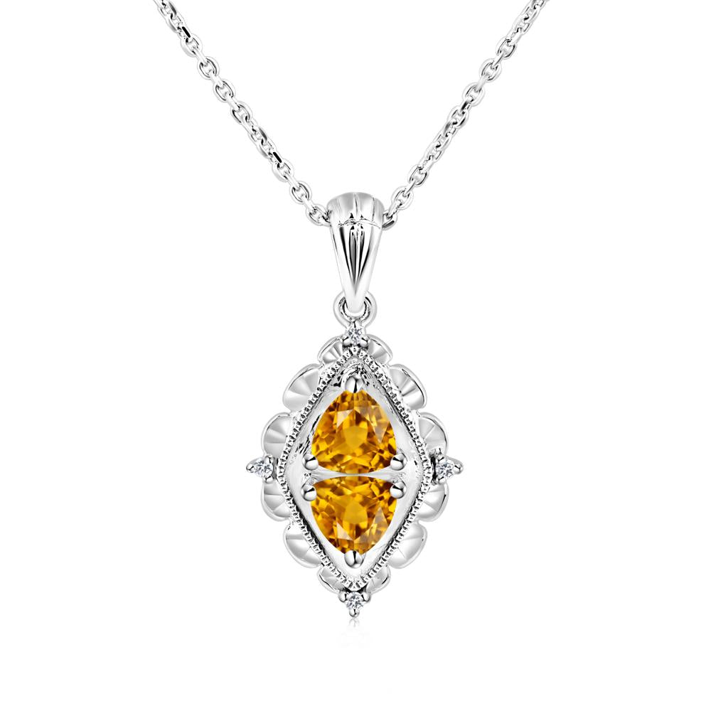 Vintage Two Stone Citrine Necklace - LUO Jewelry #metal_sterling silver