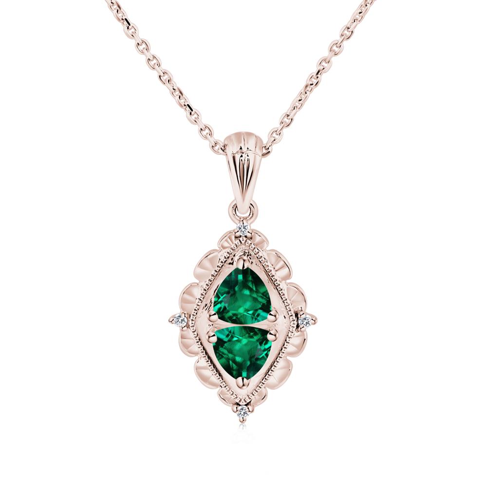 Emerald Milgrain Necklace - LUO Jewelry #metal_14k rose gold