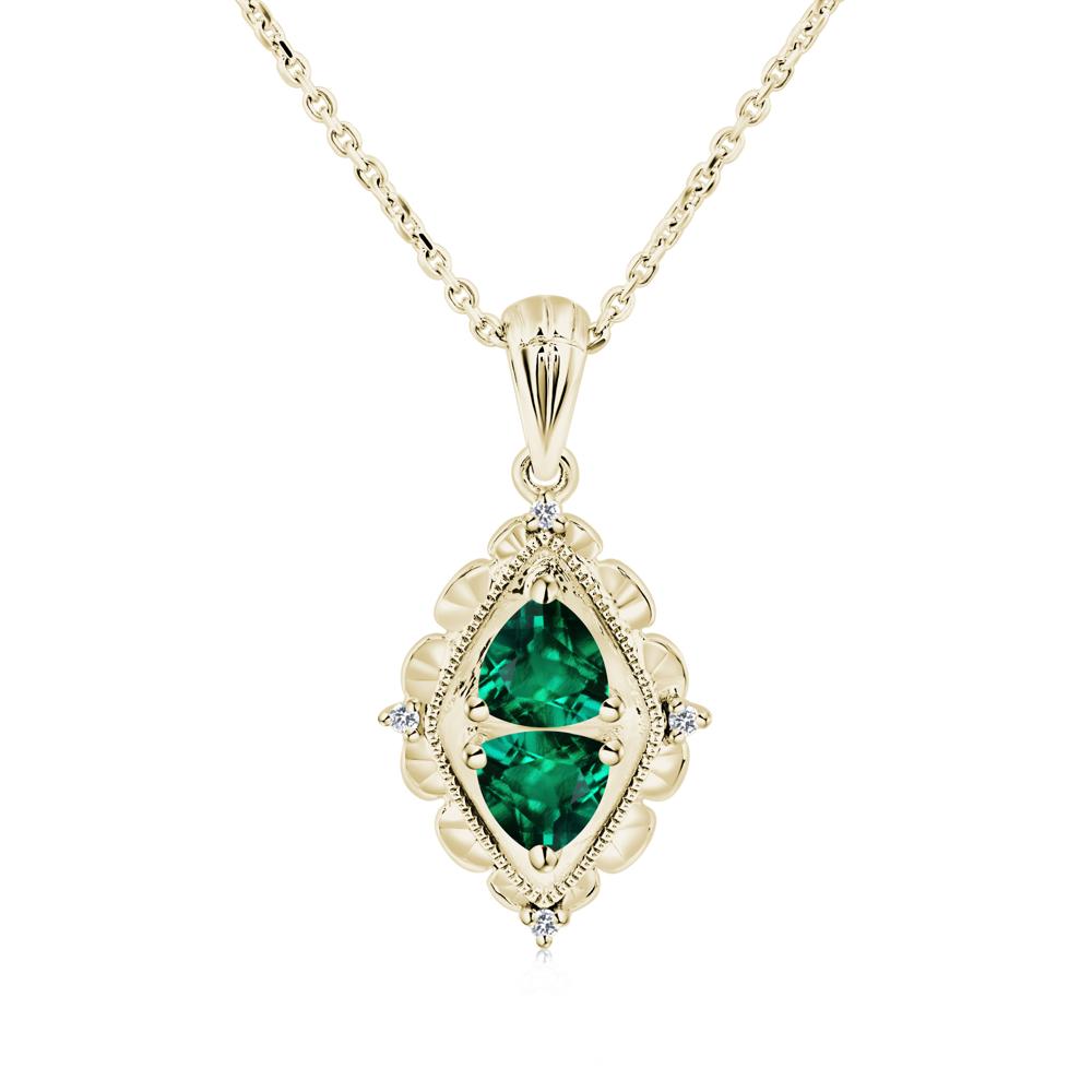 Emerald Milgrain Necklace - LUO Jewelry #metal_14k yellow gold