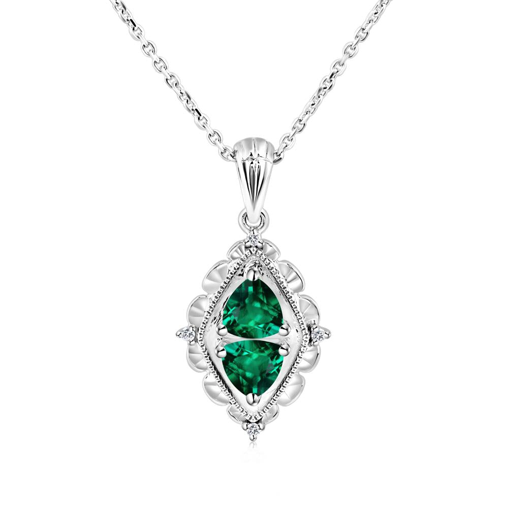 Emerald Milgrain Necklace - LUO Jewelry #metal_18k white gold