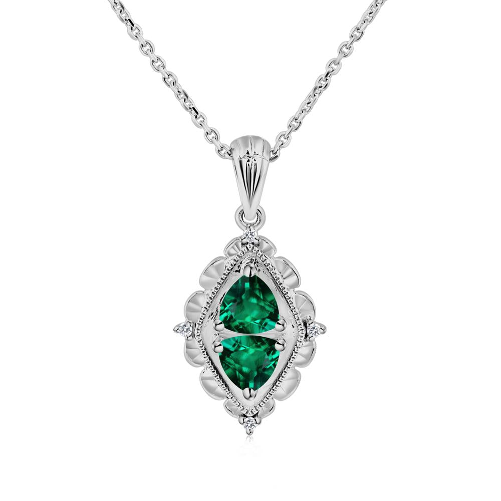 Emerald Milgrain Necklace - LUO Jewelry #metal_platinum