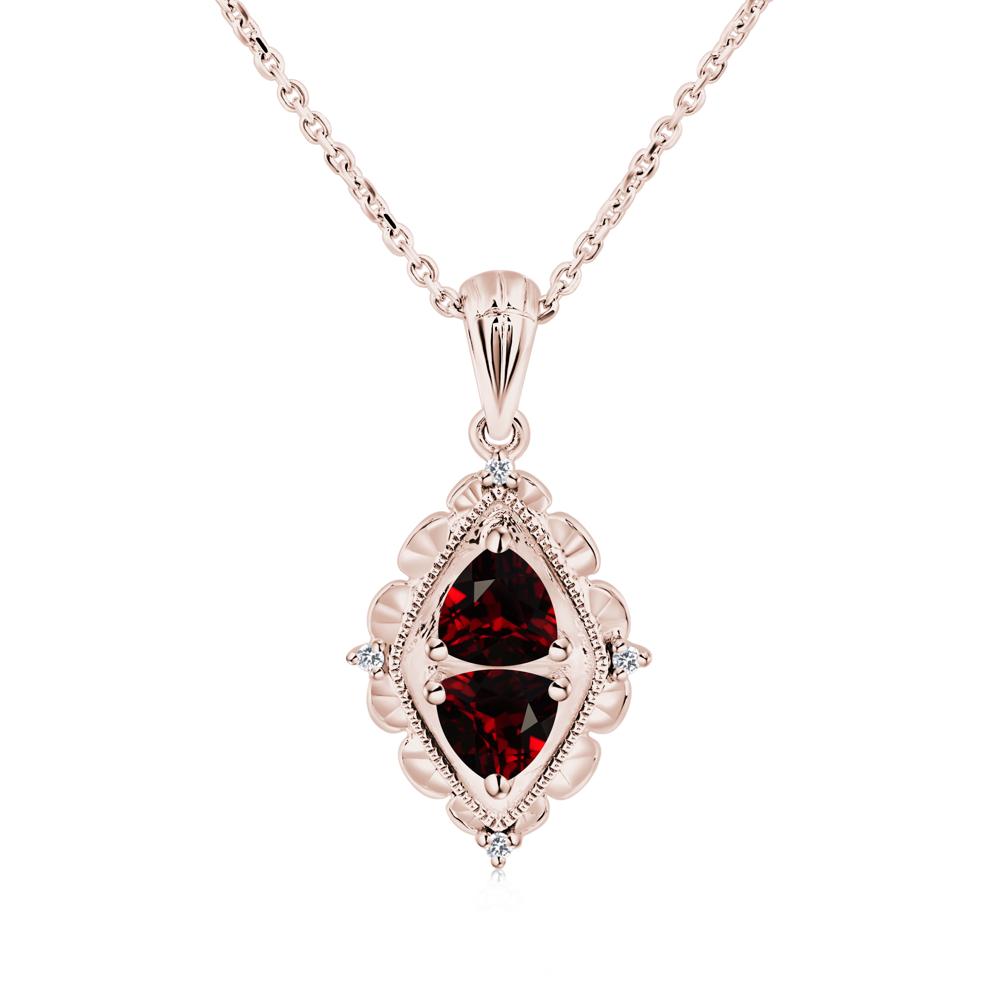 Garnet Milgrain Necklace - LUO Jewelry #metal_14k rose gold