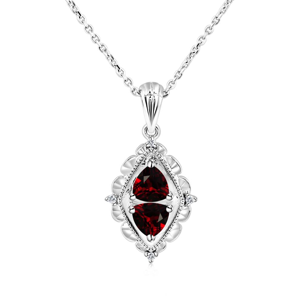 Garnet Milgrain Necklace - LUO Jewelry #metal_14k white gold