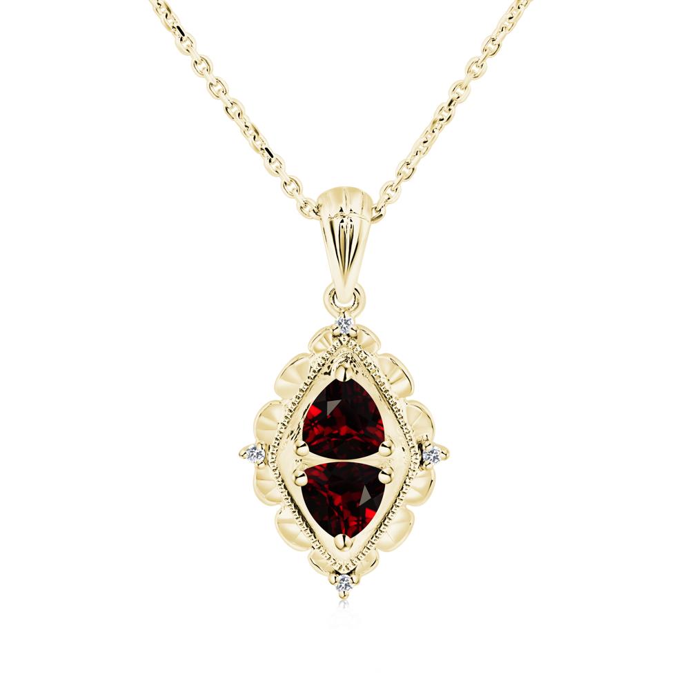 Garnet Milgrain Necklace - LUO Jewelry #metal_18k yellow gold