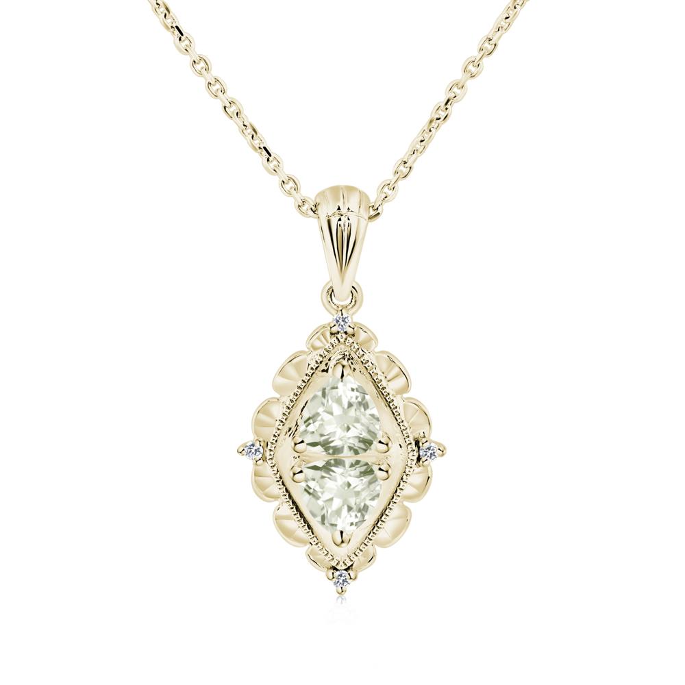 Vintage Two Stone Green Amethyst Necklace - LUO Jewelry #metal_14k yellow gold