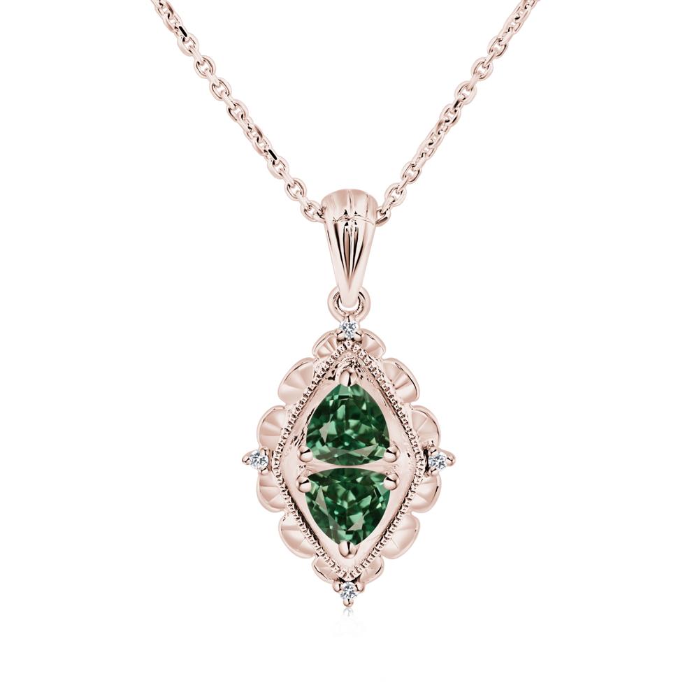 Green Sapphire Milgrain Necklace - LUO Jewelry #metal_14k rose gold