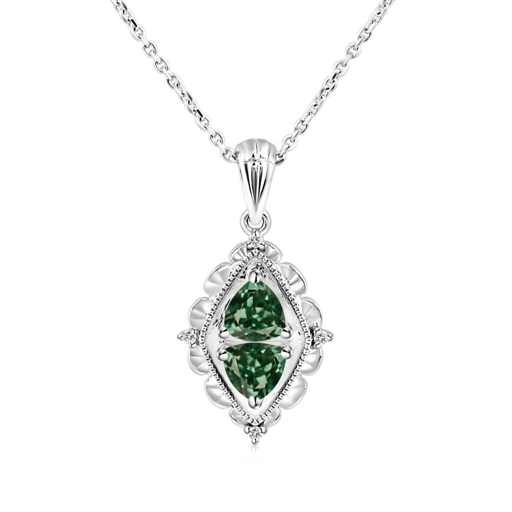 Green Sapphire Milgrain Necklace - LUO Jewelry #metal_18k white gold