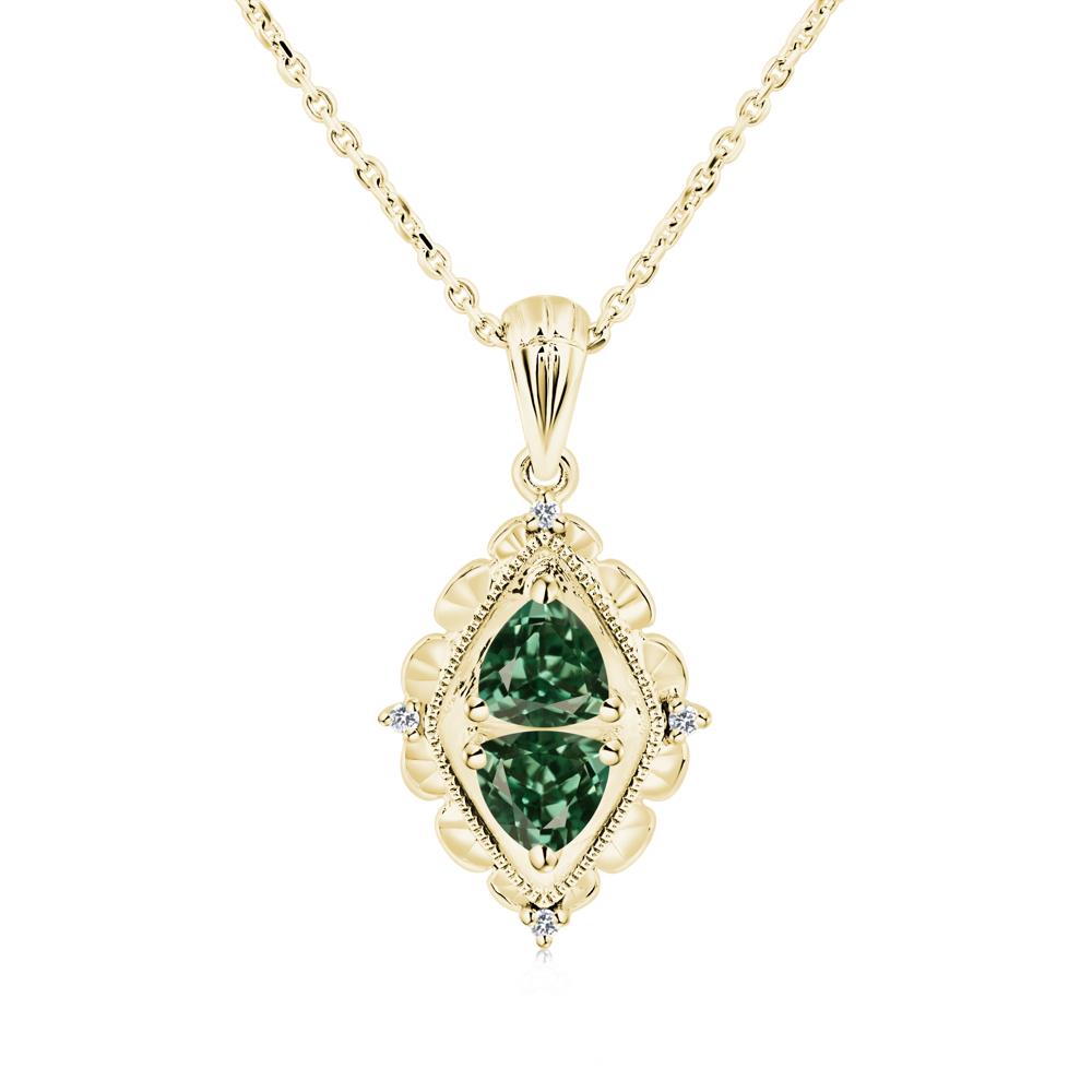 Green Sapphire Milgrain Necklace - LUO Jewelry #metal_18k yellow gold