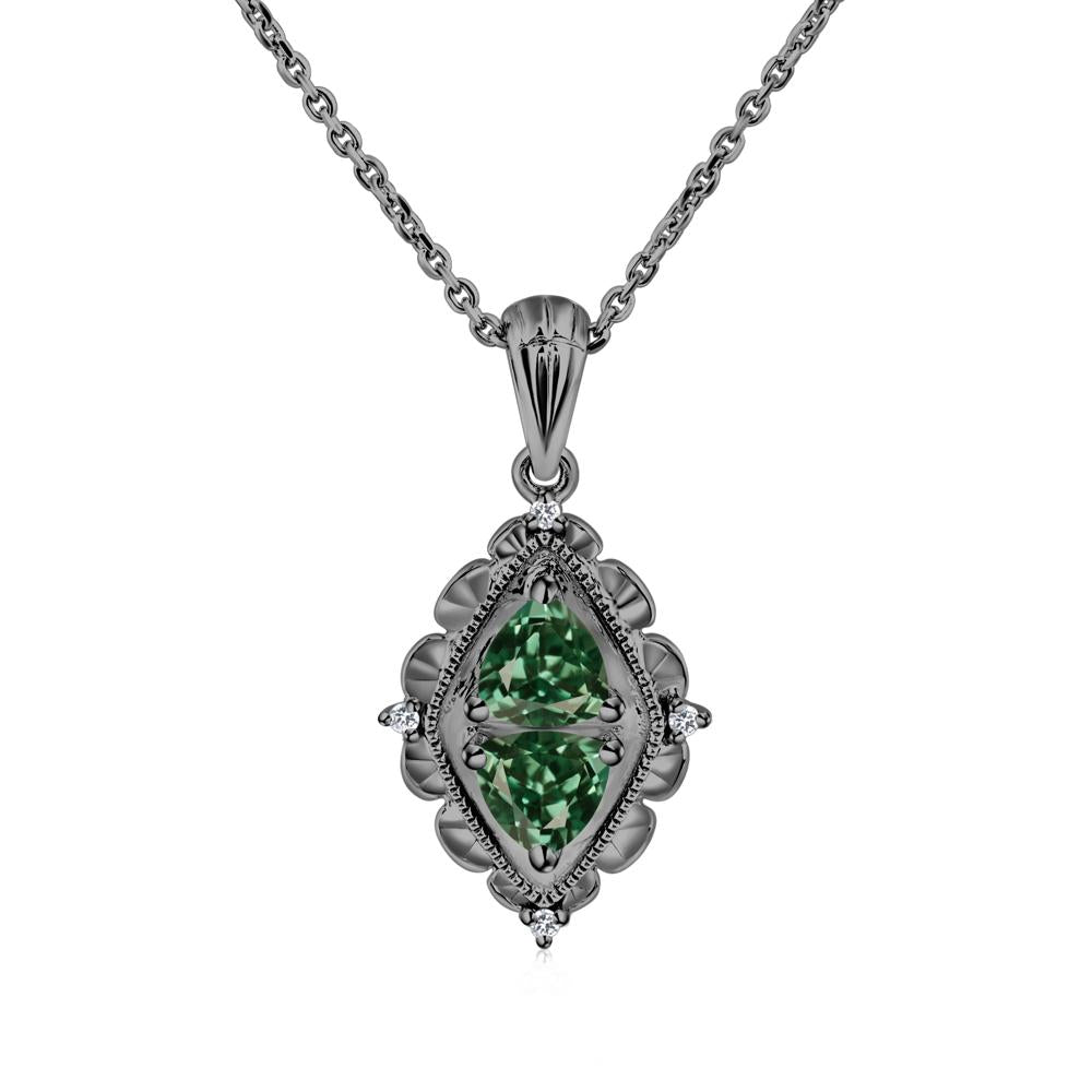 Green Sapphire Milgrain Necklace - LUO Jewelry #metal_black finish sterling silver