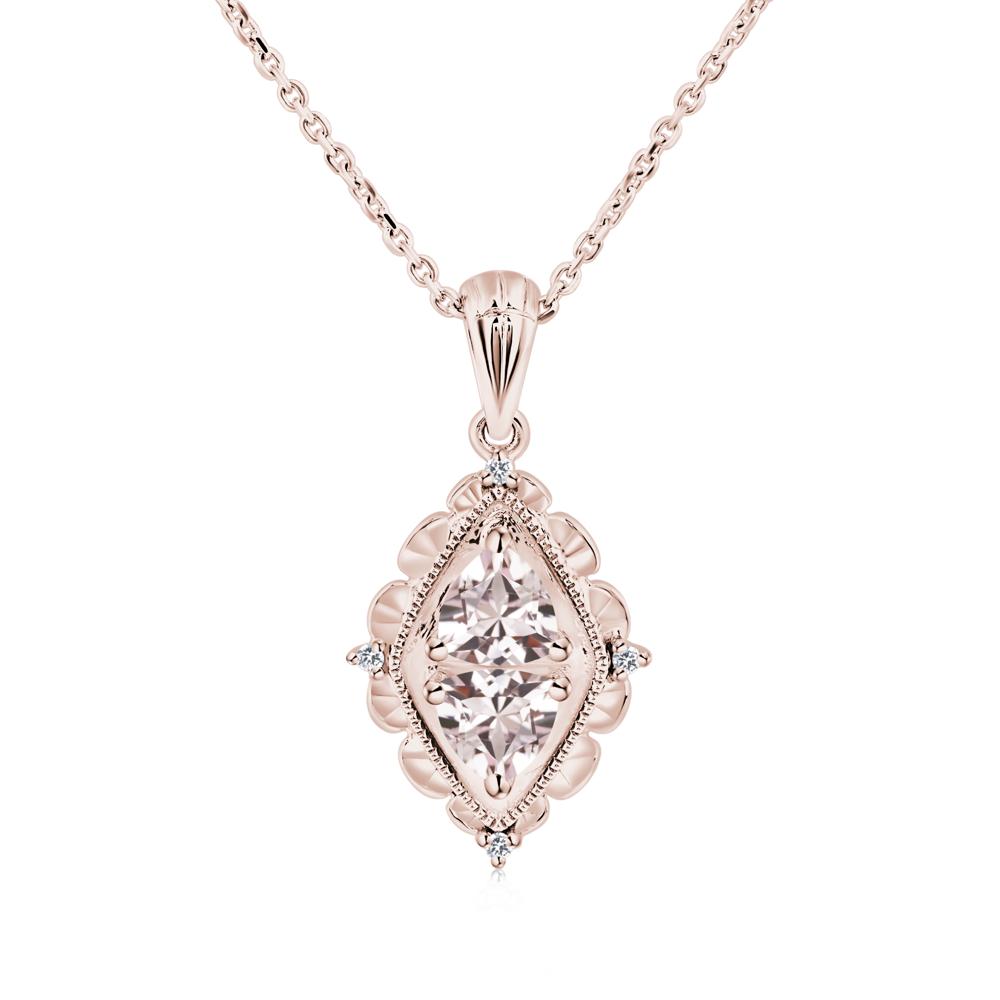 Vintage Two Stone Morganite Necklace - LUO Jewelry #metal_14k rose gold