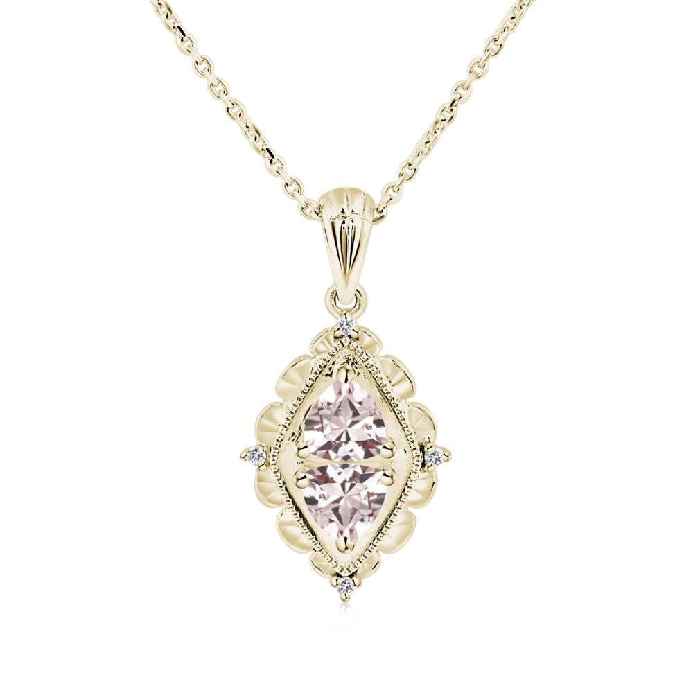 Vintage Two Stone Morganite Necklace - LUO Jewelry #metal_14k yellow gold