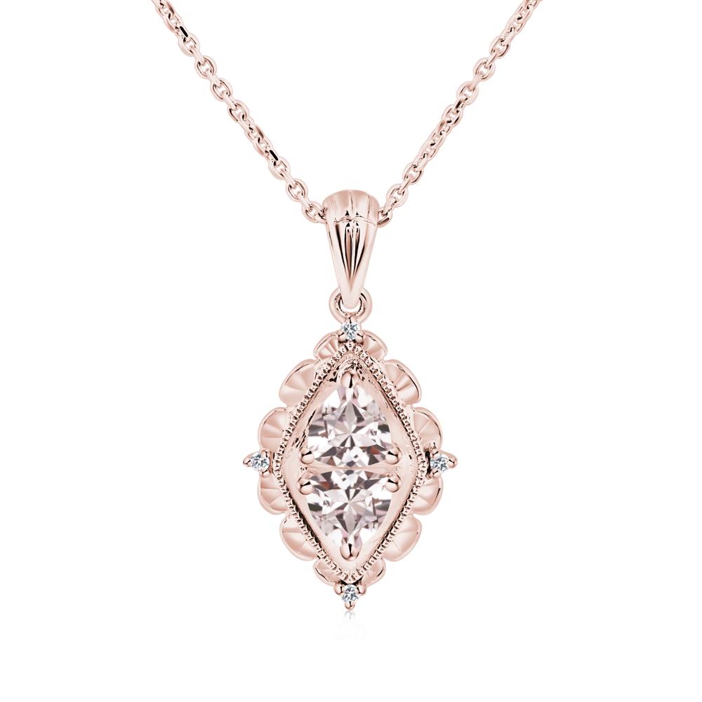 Vintage Two Stone Morganite Necklace - LUO Jewelry #metal_18k rose gold