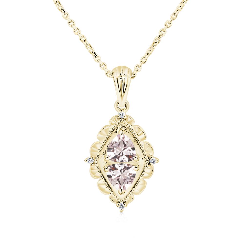 Vintage Two Stone Morganite Necklace - LUO Jewelry #metal_18k yellow gold