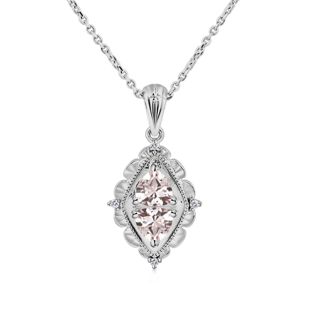 Vintage Two Stone Morganite Necklace - LUO Jewelry #metal_platinum