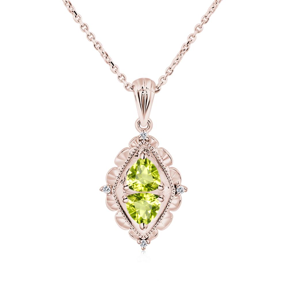 Peridot Two Stone Necklace - LUO Jewelry #metal_14k rose gold