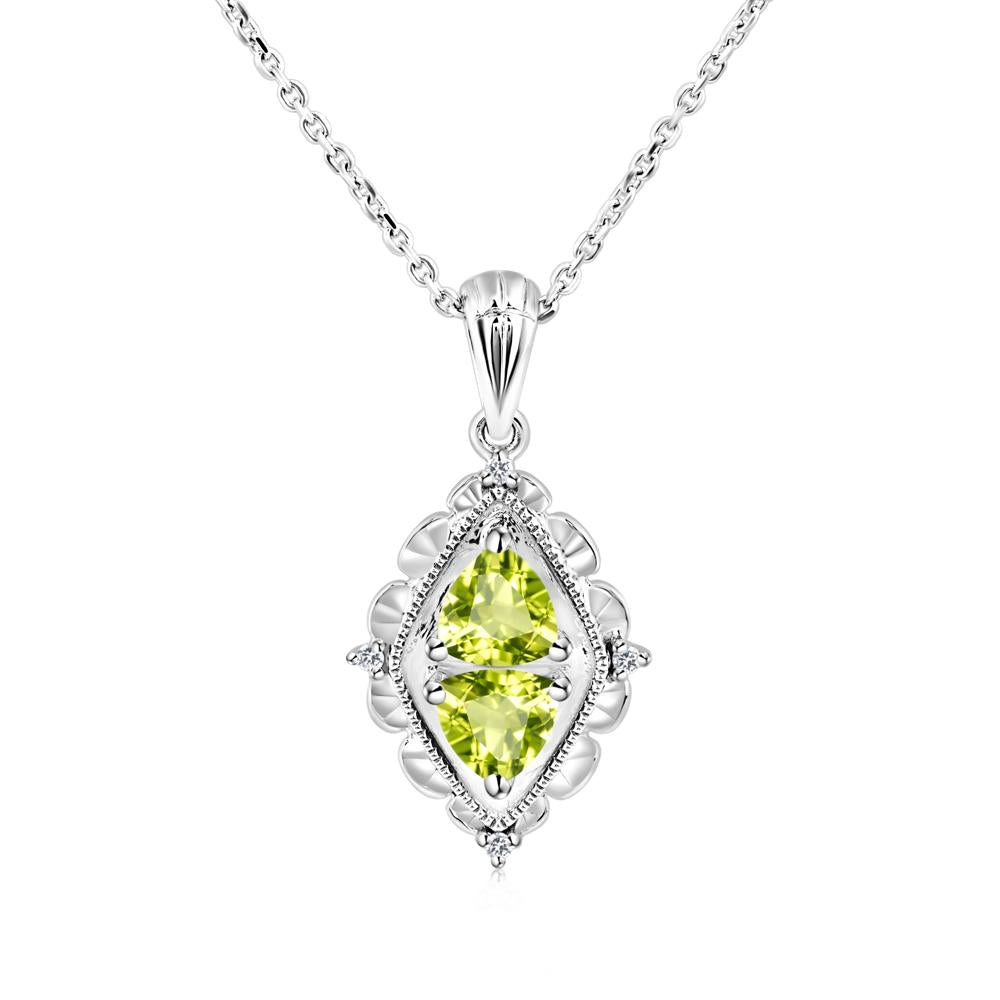 Peridot Two Stone Necklace - LUO Jewelry #metal_14k white gold