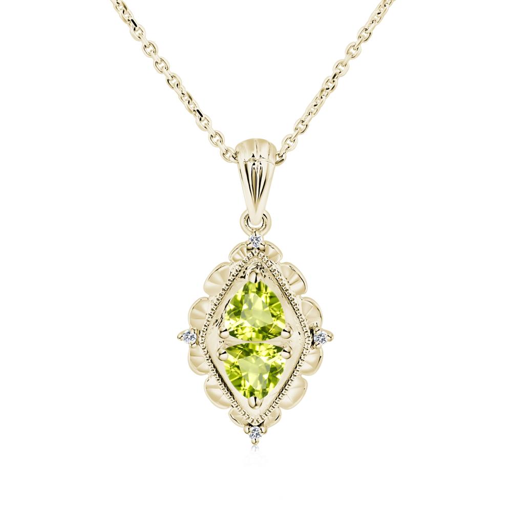 Peridot Two Stone Necklace - LUO Jewelry #metal_14k yellow gold