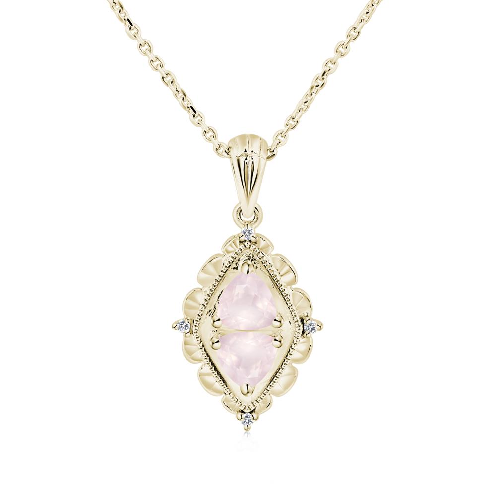 Rose Quartz Milgrain Necklace - LUO Jewelry #metal_14k yellow gold