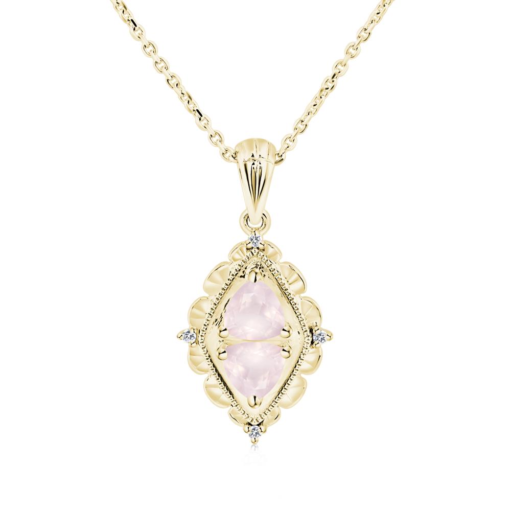 Rose Quartz Milgrain Necklace - LUO Jewelry #metal_18k yellow gold