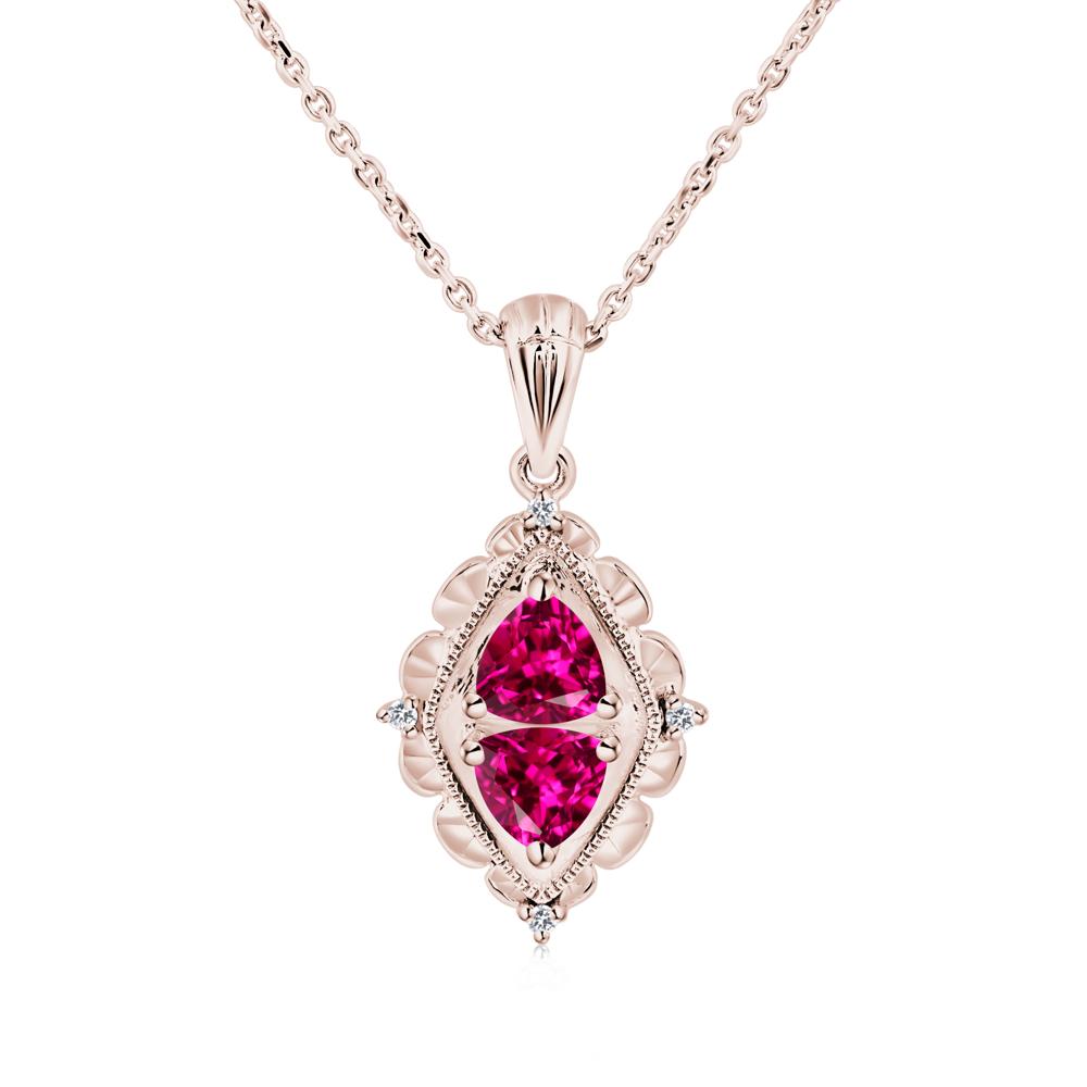 Vintage Two Stone Ruby Necklace - LUO Jewelry #metal_14k rose gold