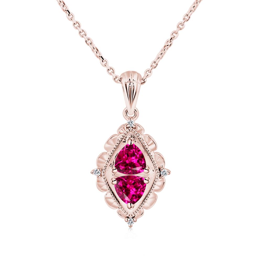 Vintage Two Stone Ruby Necklace - LUO Jewelry #metal_18k rose gold