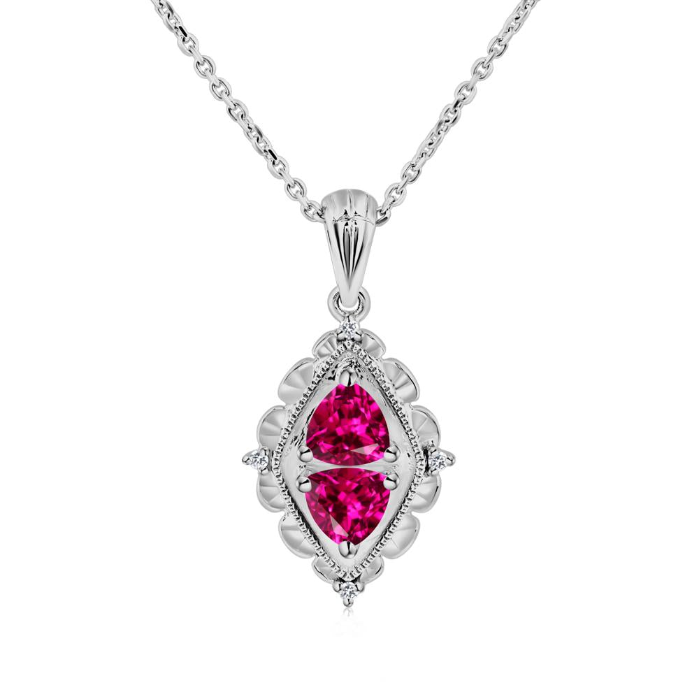 Vintage Two Stone Ruby Necklace - LUO Jewelry #metal_platinum