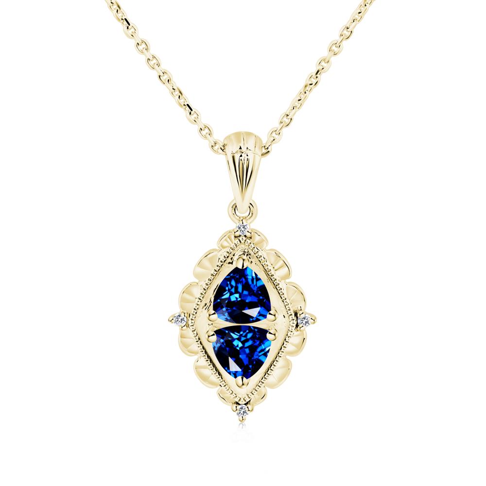 Vintage Two Stone Sapphire Necklace - LUO Jewelry #metal_18k yellow gold