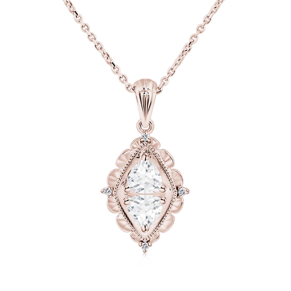 White Topaz Two Stone Necklace - LUO Jewelry #metal_14k rose gold