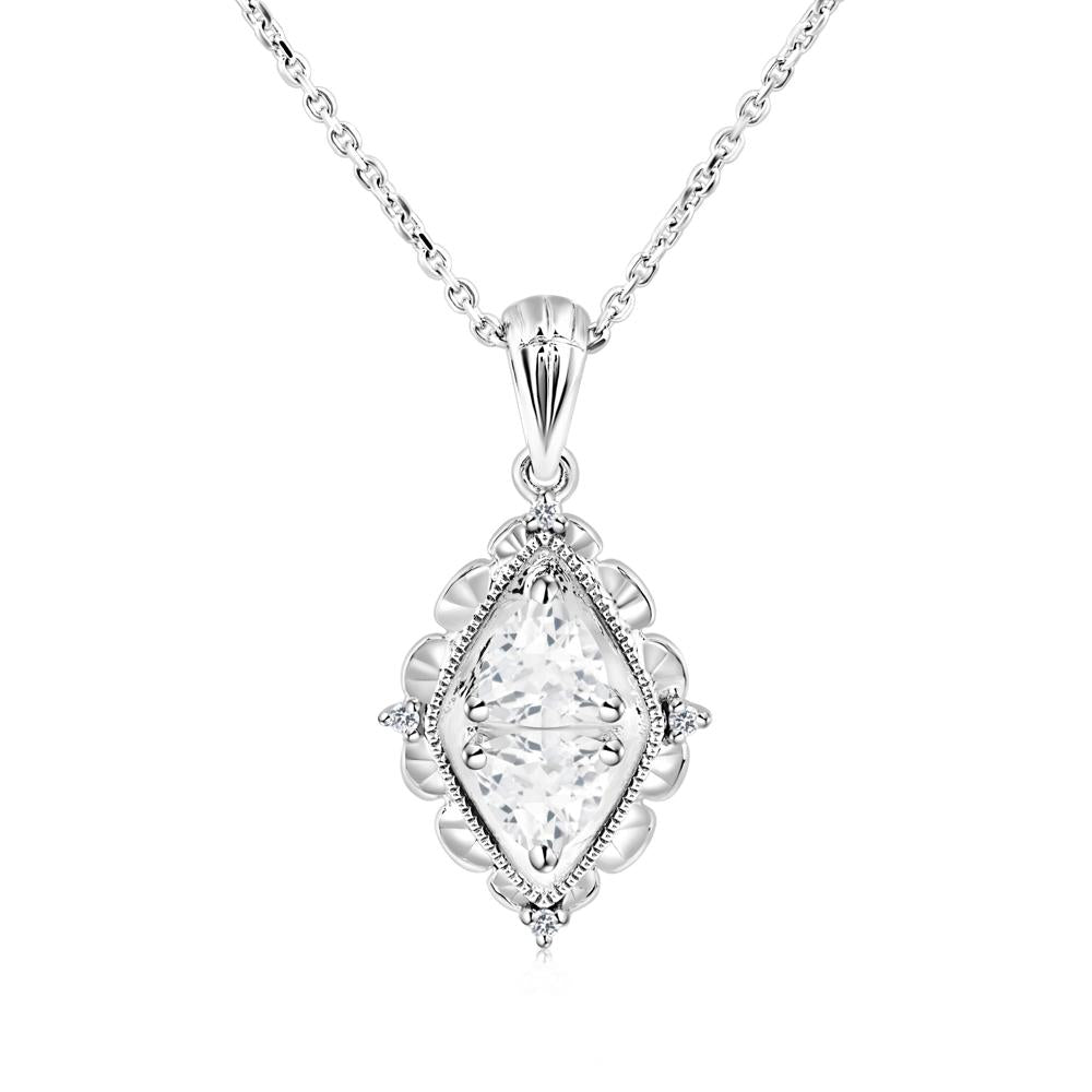 White Topaz Two Stone Necklace - LUO Jewelry #metal_14k white gold