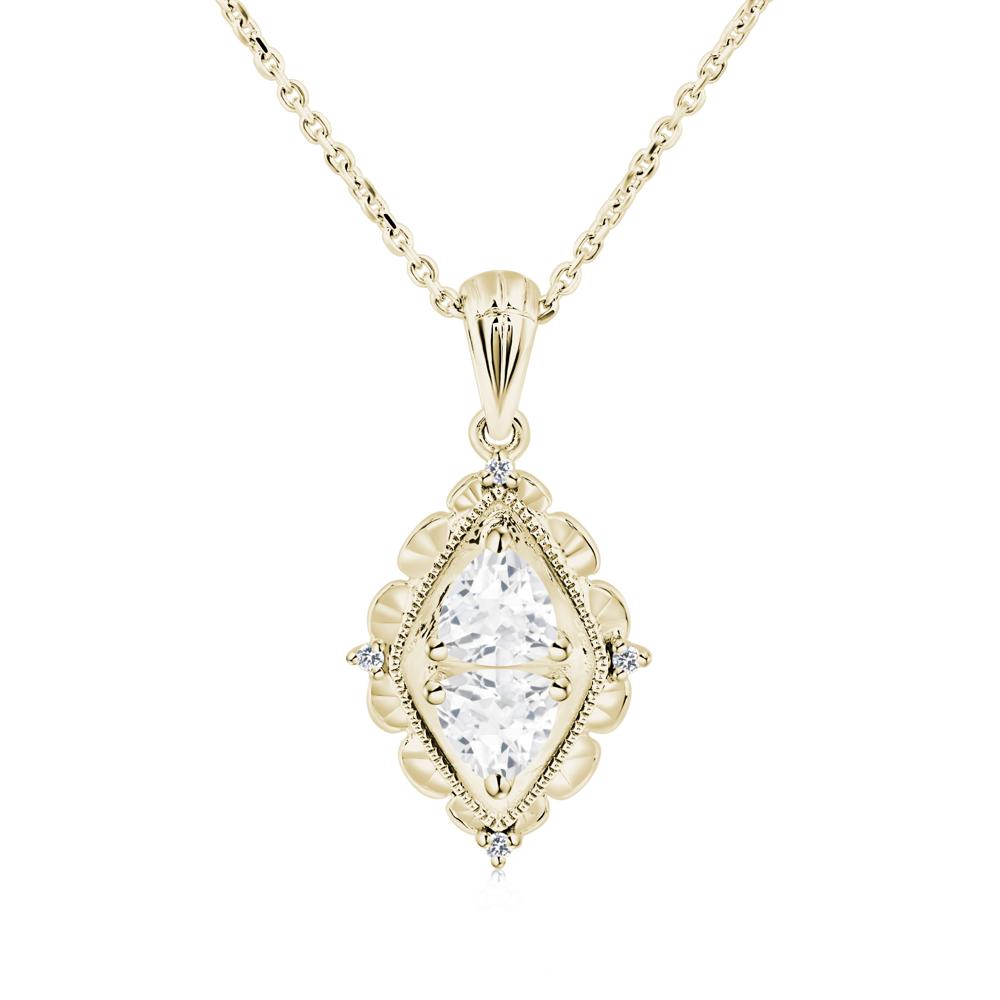 White Topaz Two Stone Necklace - LUO Jewelry #metal_14k yellow gold