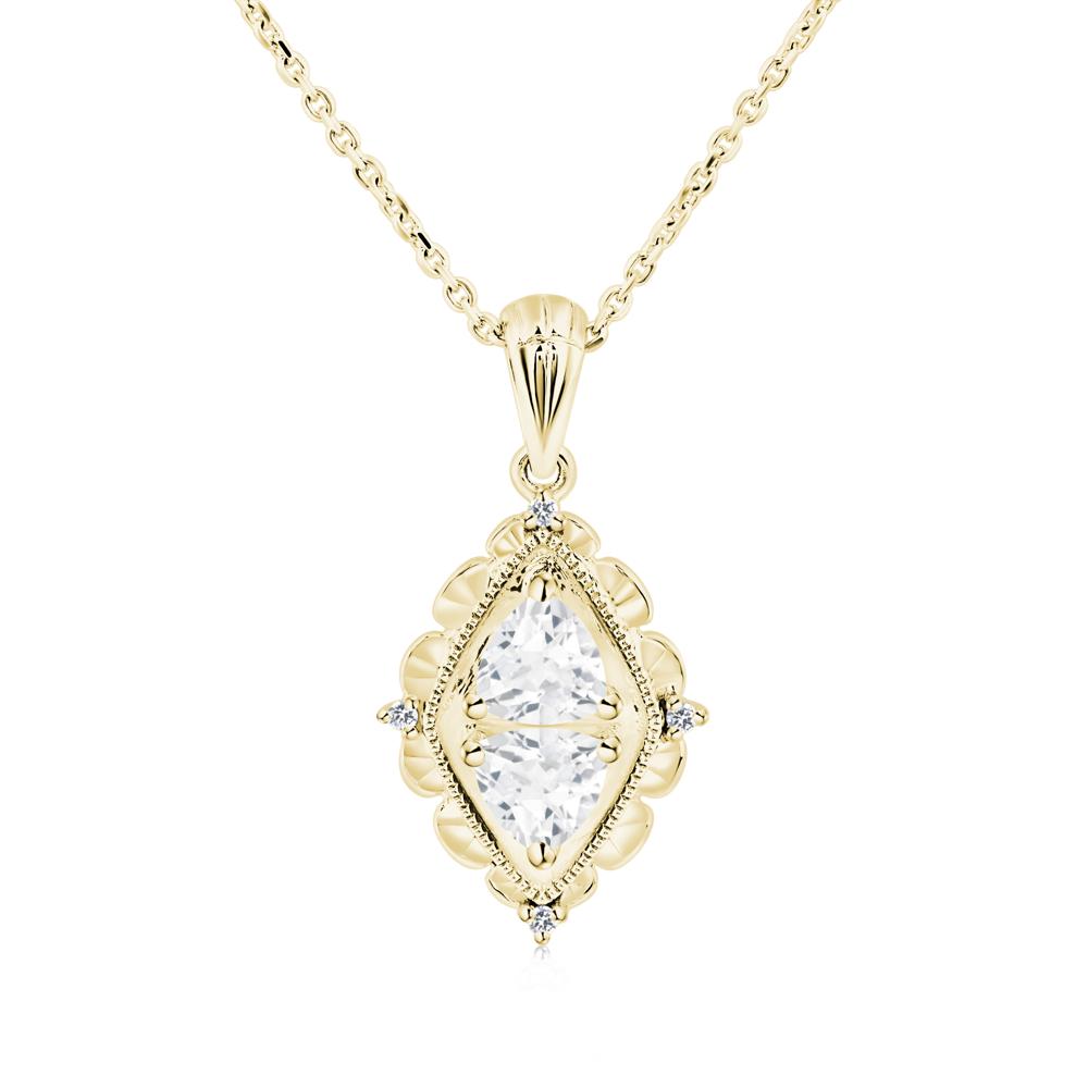 White Topaz Two Stone Necklace - LUO Jewelry #metal_18k yellow gold